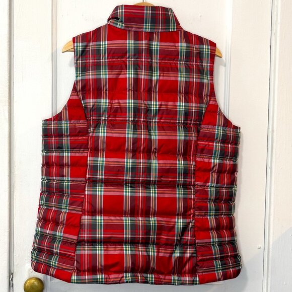LANDS'END Women's Red Tartan Plaid Down Puffer Vest, Size L (14-16) - Picture 2 of 15